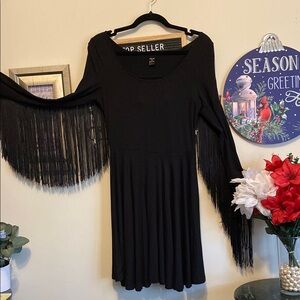 SHEIN X Western Black Fringe Dress Sz Medium.